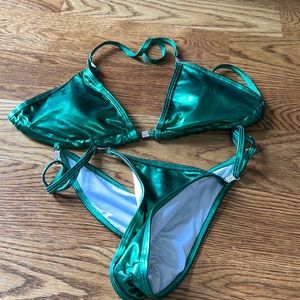 Bikini competition practice suit. Emerald. Non adjustable